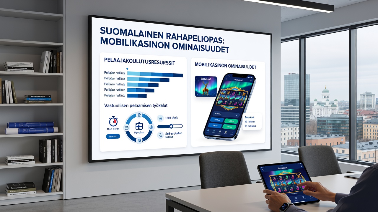Educational dashboard within a Finnish mobile casino app showing progress tracking and resource links