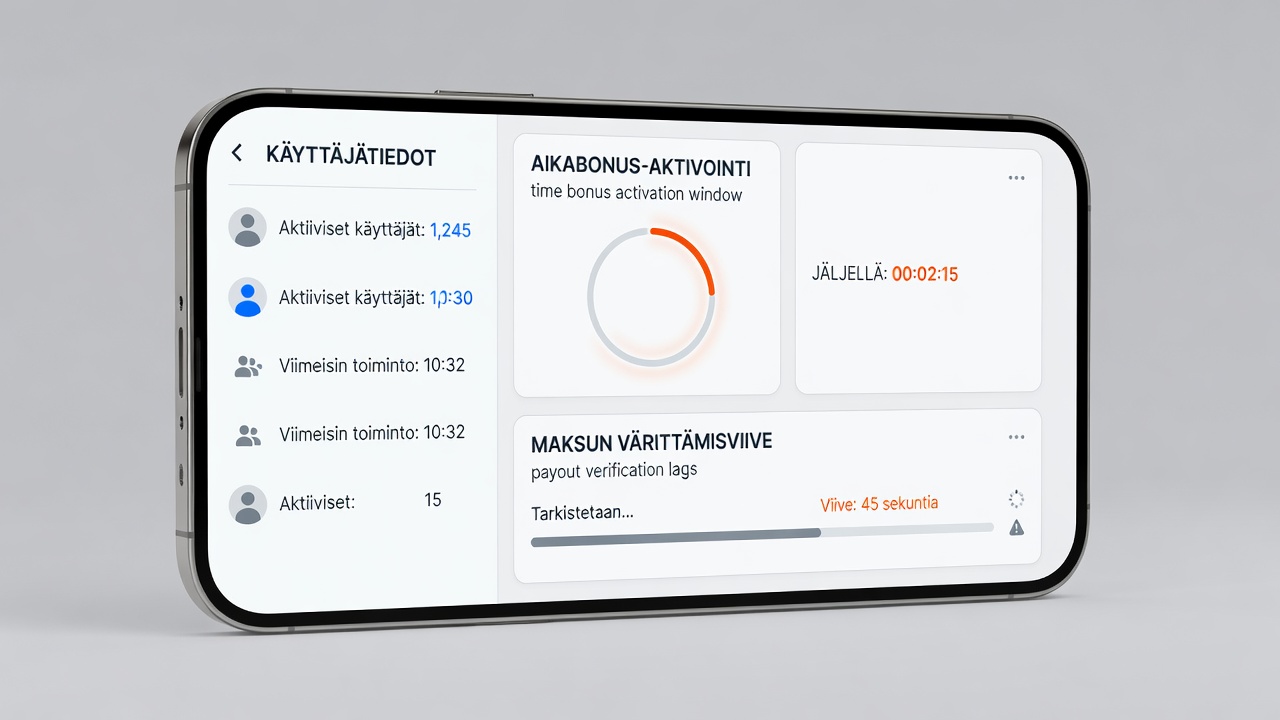 Finnish mobile slot interface displaying verification queue alongside active bonus countdown