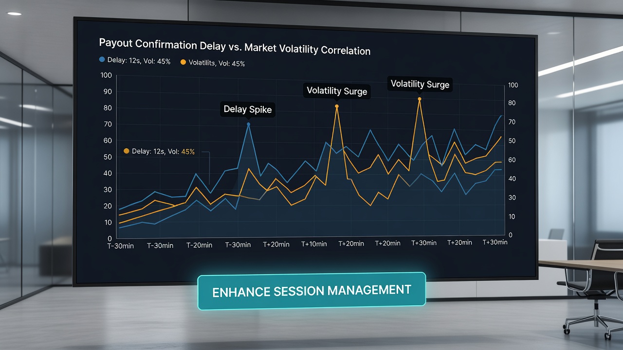 Analytics dashboard displaying synchronized volatility and payout delay metrics for session oversight